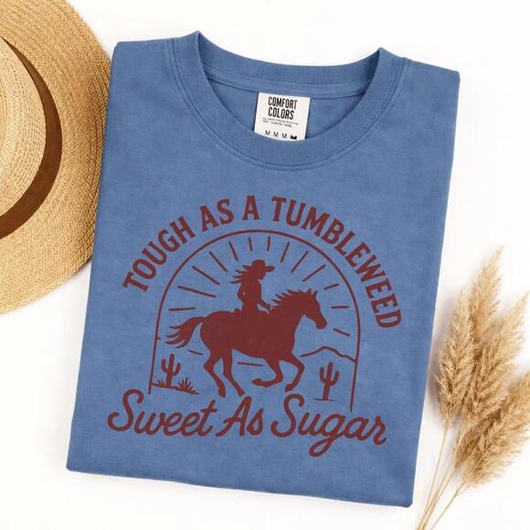 Tops - S Tough As A Tumbleweed Sweet As Sugar Shirt Retro Cowboy Tee